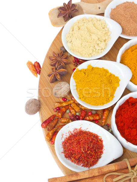 Kolorowy płyty przyprawy curry imbir szafran Zdjęcia stock © neirfy