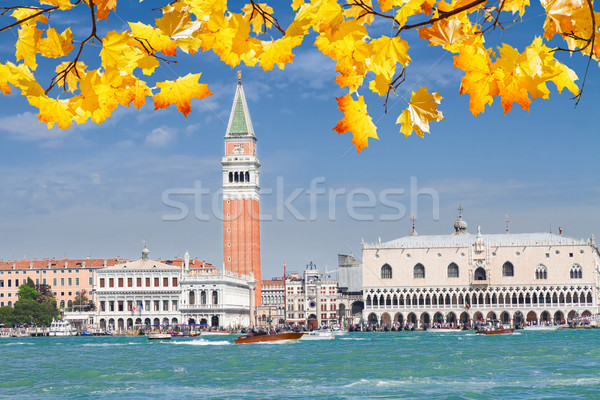 Platz Wasser Venedig berühmt sonnig fallen Stock foto © neirfy