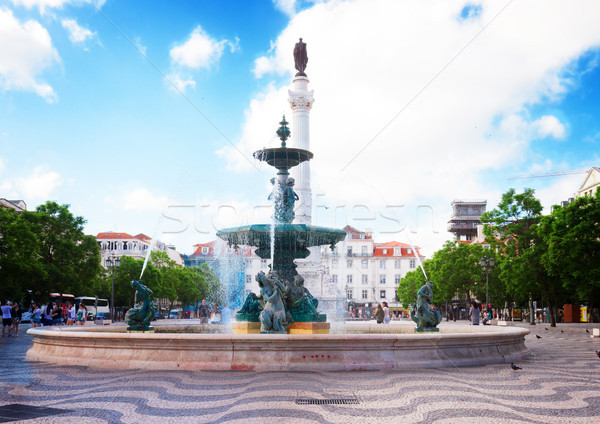 Praça Lisboa famoso Portugal retro Foto stock © neirfy