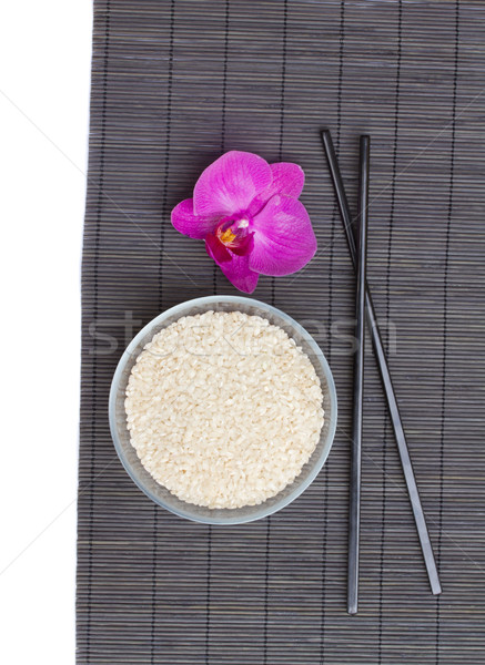Tablicy ryżu czarny pałeczki do jedzenia odizolowany Zdjęcia stock © neirfy