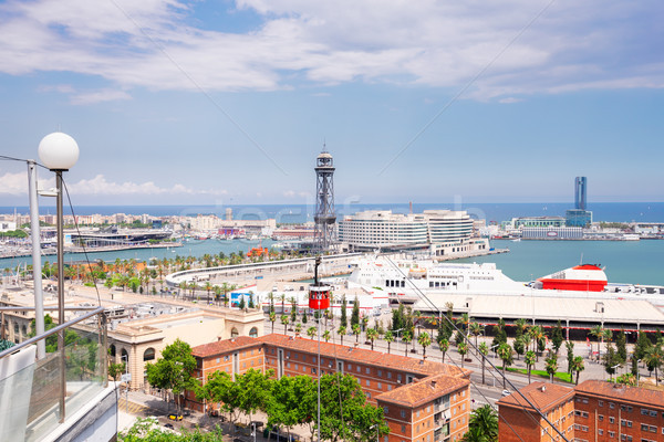 Barcelona port Spania orizont apă oraş Imagine de stoc © neirfy