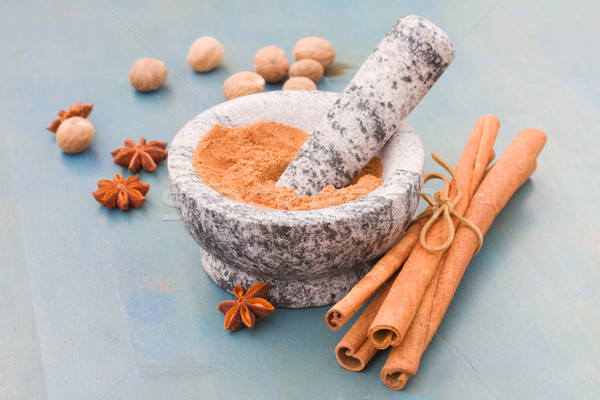 cinnamon powdered in mortar Stock photo © neirfy