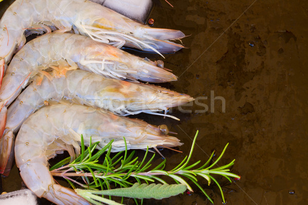 border of raw prawns Stock photo © neirfy