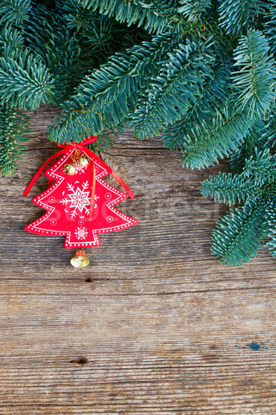 Navidad frescos hojas perennes árbol rojo Foto stock © neirfy