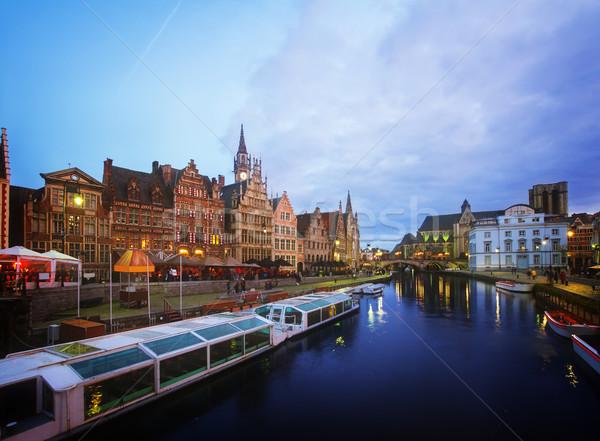 Buildings With Tourboats, Ghent Stock photo © neirfy