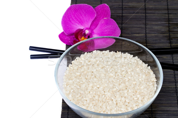 Piatto riso bacchette isolato bianco Foto d'archivio © neirfy