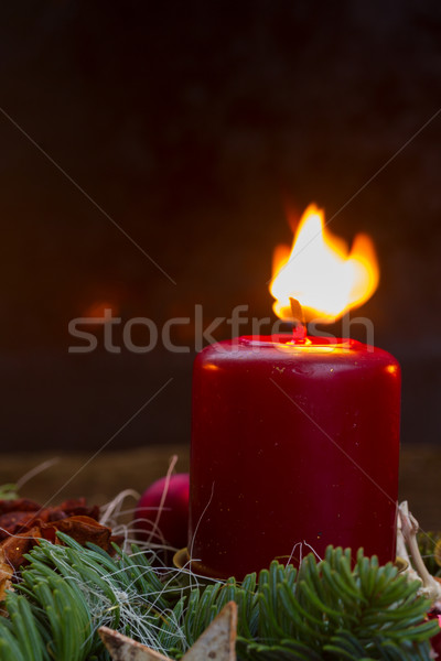Stock fotó: Advent · koszorú · égő · gyertyák · örökzöld · fenyőfa