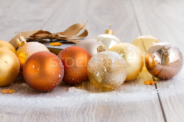 x-mas glass balls  and gift box Stock photo © neirfy