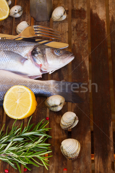 2 生 魚 木製のテーブル 食品 ストックフォト © neirfy