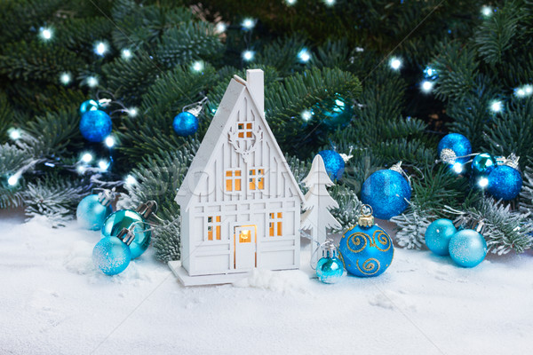 Stockfoto: Witte · christmas · huis · decoraties · lichten
