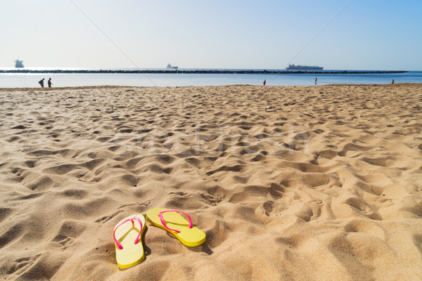 Foto stock: Verão · praia · diversão · amarelo · céu · espaço