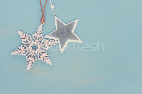 Azul branco natal estrelas retro Foto stock © neirfy