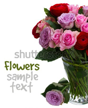 bouquet of fresh roses and ranunculus Stock photo © neirfy