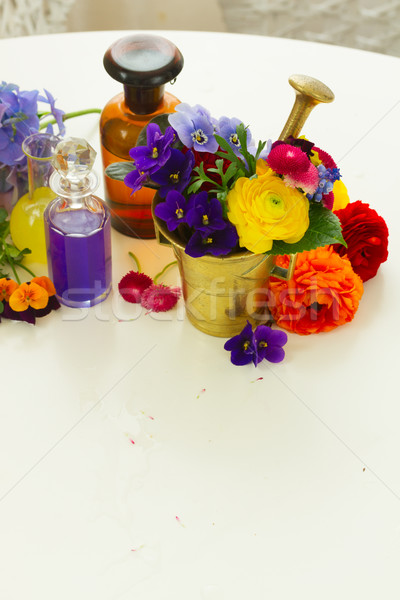 aromatherapy - flowers in mortar Stock photo © neirfy