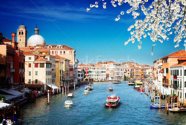 Kanał Wenecja Włochy łodzi słoneczny wiosną Zdjęcia stock © neirfy
