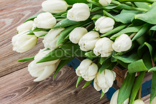 花束 白 鬱金香 新鮮 木桌 復活節 商業照片 © neirfy