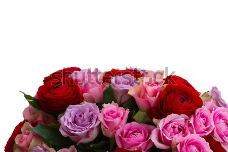 bouquet of fresh roses and ranunculus Stock photo © neirfy