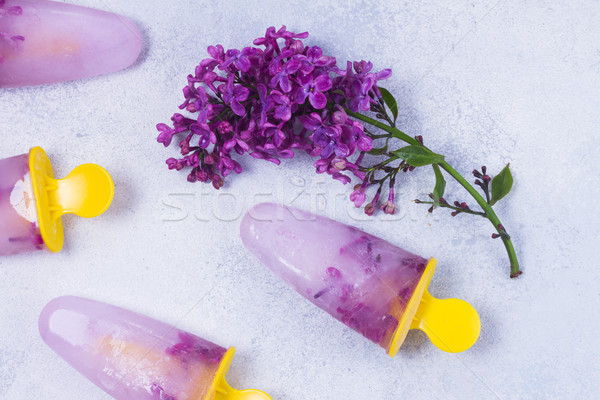 Popsicles with lilac flowers Stock photo © neirfy