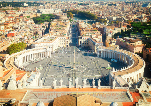 Stock fotó: Szent · tér · Vatikán · Róma · Olaszország · légifelvétel