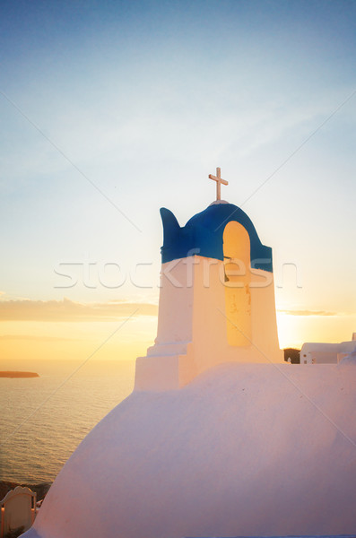 white  belfry, Santorini island, Greece Stock photo © neirfy