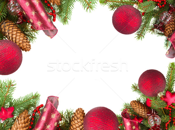 Foto d'archivio: Natale · decorazioni · evergreen · albero · rosso · frame