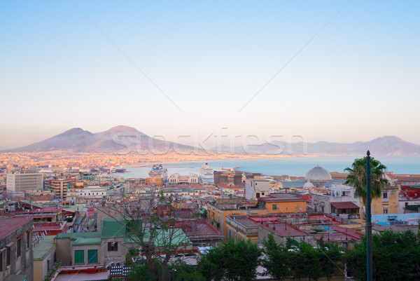 Nápoles vulcão Itália cityscape pôr do sol paisagem Foto stock © neirfy