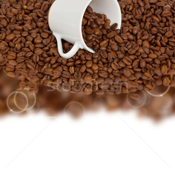 Cup chicchi di caffè confine vuota caffè greggio Foto d'archivio © neirfy