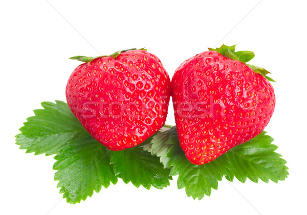 two fresh red strawberries Stock photo © neirfy