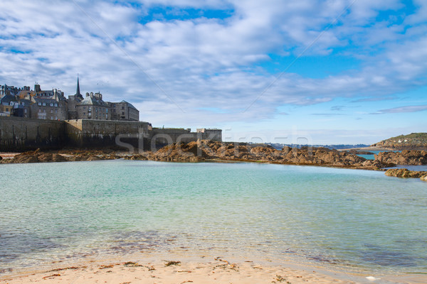 Saint-Malo old city over tidal waters ,  France Stock photo © neirfy