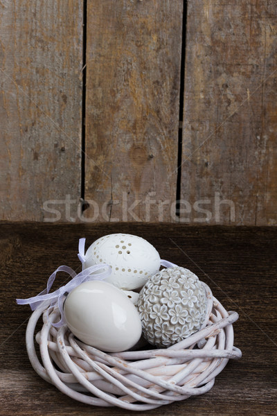 Huevos de Pascua caza blanco huevos nido Foto stock © neirfy