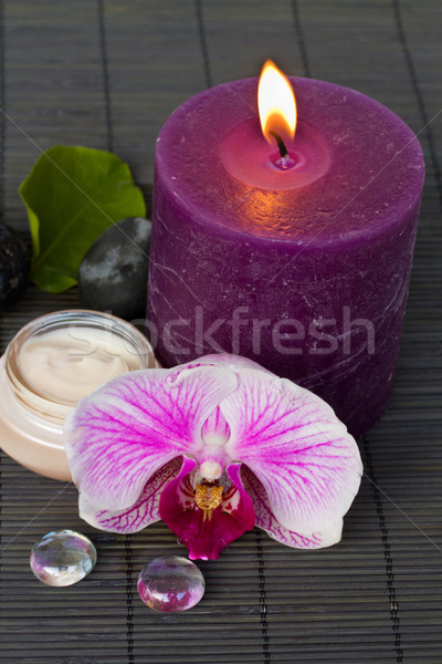 Orchidea spa candela fiore crema salute Foto d'archivio © neirfy