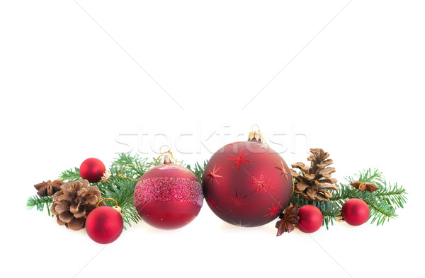 Christmas balls and evergreen twigs Stock photo © neirfy