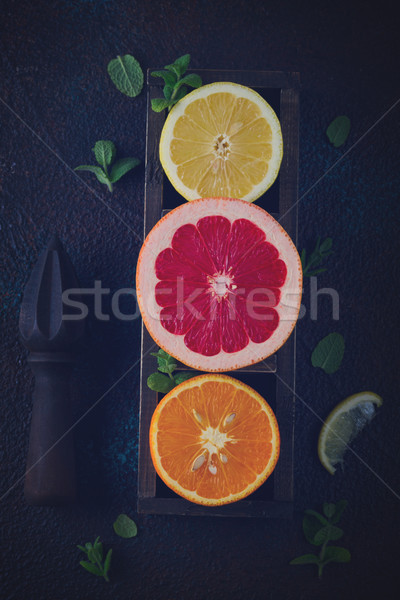 Orange, lemon and grapefruit Stock photo © neirfy