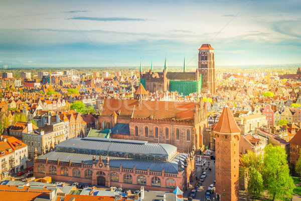 Foto stock: Paisaje · urbano · gdansk · Polonia · catedral · iglesia · retro