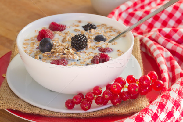 The oat flakes with fresh berries Stock photo © neirfy