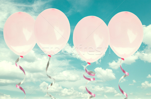 Różowy niebo cztery urodziny retro chmury Zdjęcia stock © neirfy