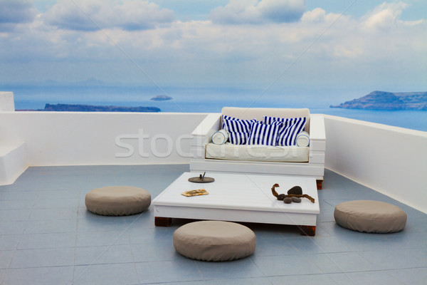 Foto stock: Santorini · Grecia · relajante · sofá · vista · cielo