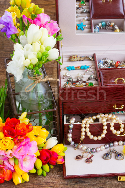 Jóias caixa ver tesouro flores Foto stock © neirfy
