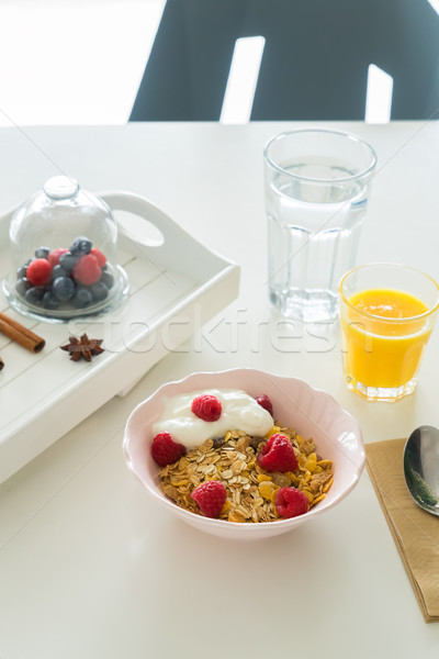 Breakfast with cereles Stock photo © neirfy