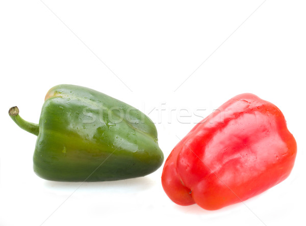 Deux paprika poivrons isolé blanche printemps Photo stock © neirfy