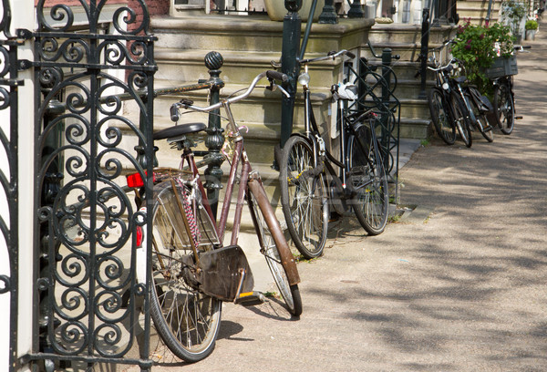 Rowery ulicy Amsterdam Niderlandy drzewo miasta Zdjęcia stock © neirfy