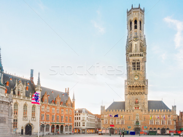 Belfry of Bruges and Grote Markt square, Belgium Stock photo © neirfy