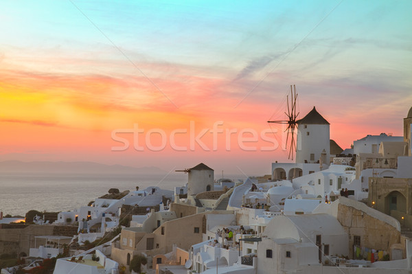windmill of Oia at sunset, Santorini Stock photo © neirfy