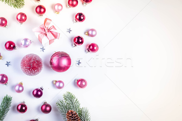 [[stock_photo]]: Noël · scène · verre · frontière · rose