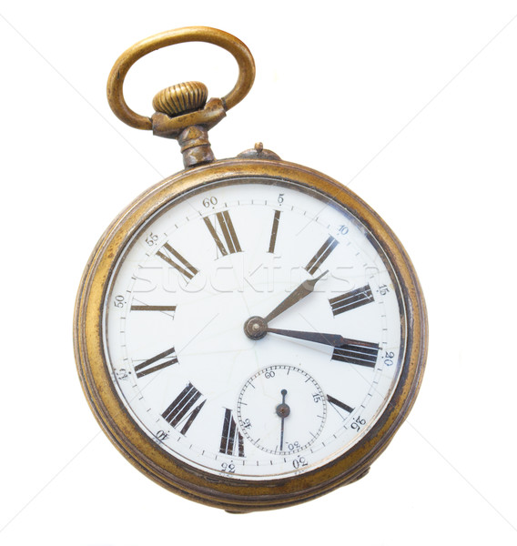 Antyczne zegar mosiądz vintage odizolowany twarz Zdjęcia stock © neirfy
