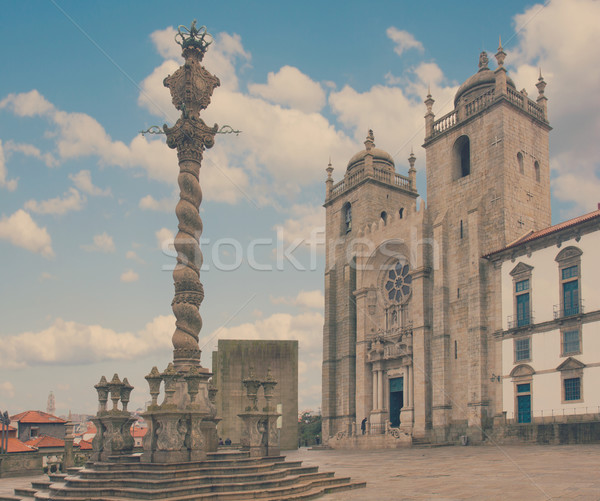 Pillory and  Se Cathedral in Porto Stock photo © neirfy