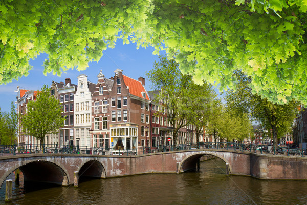 One of canals in Amsterdam, Holland Stock photo © neirfy