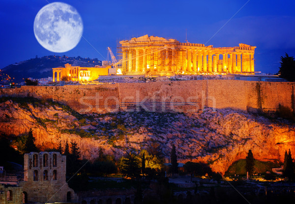 Beroemd skyline Athene Griekenland Acropolis heuvel Stockfoto © neirfy