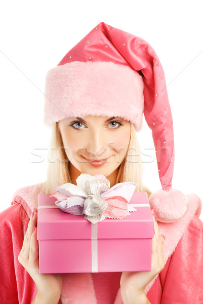 Foto stock: Hermosa · caja · de · regalo · sexy · moda · modelo