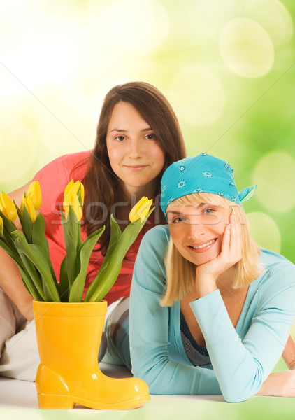 Belle adolescents fleurs du printemps résumé floue femme [[stock_photo]] © Nejron